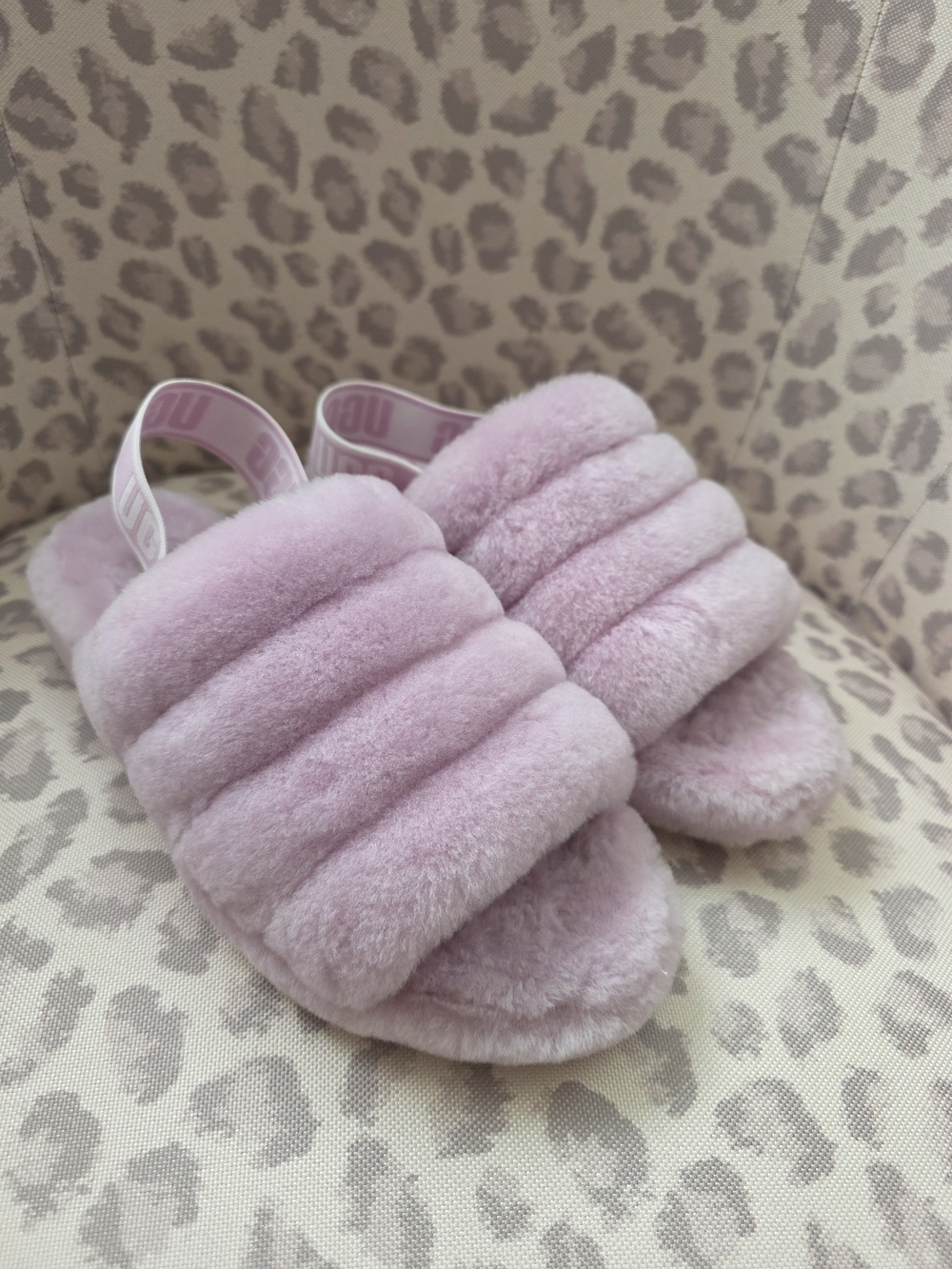 UGG Lavendar Plush Slippers with Branded Strap
